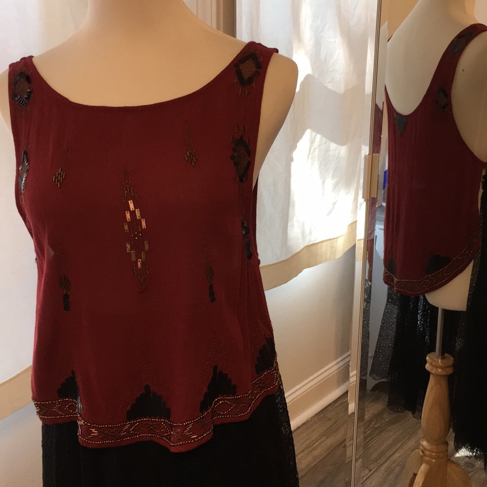 Nwot Beaded Split Button Side Tank - image 2